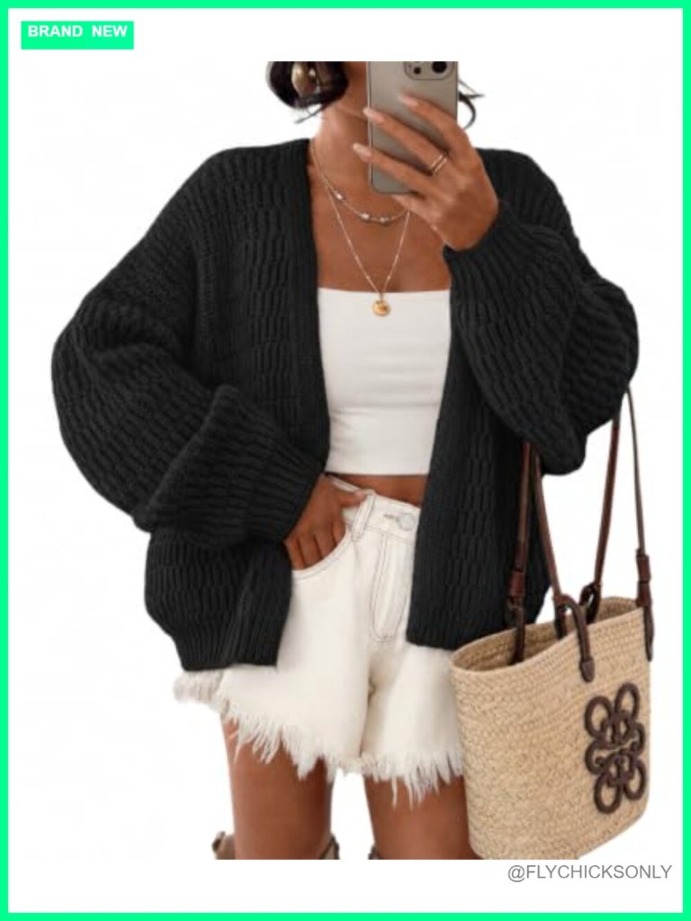Chunky Knit Open Front Cardigan Sweater, Long Sleeve Loose Fit